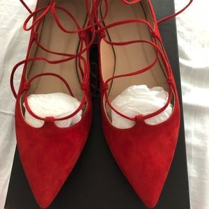 Jcrew suede lace-up flats